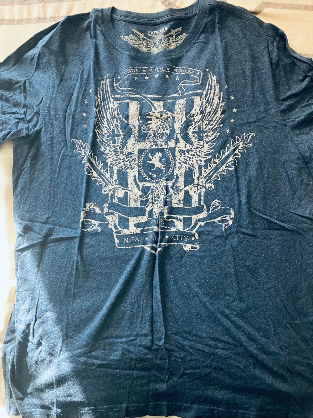 Express Navy Blue Eagle Crest Graphic Tee - Picture 2 of 4